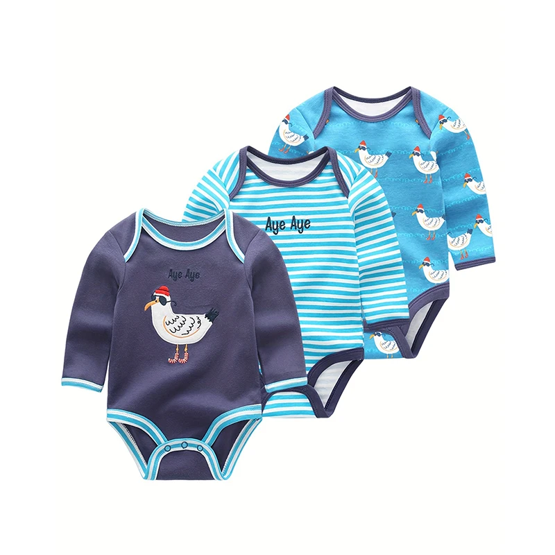 Kiddiezoom 3 pz/lotto primavera autunno Cartoon manica lunga neonato ragazza body 100% cotone morbido vestiti per neonati