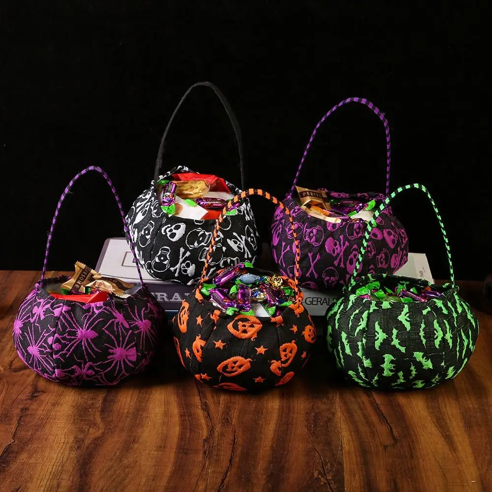 

Kawaii Cloth Halloween Candy Bag Gifts Pouch Plush Pumpkin Candy Bucket Trick or Treat Handbag Stuffed Cotton Tote Bags Festival