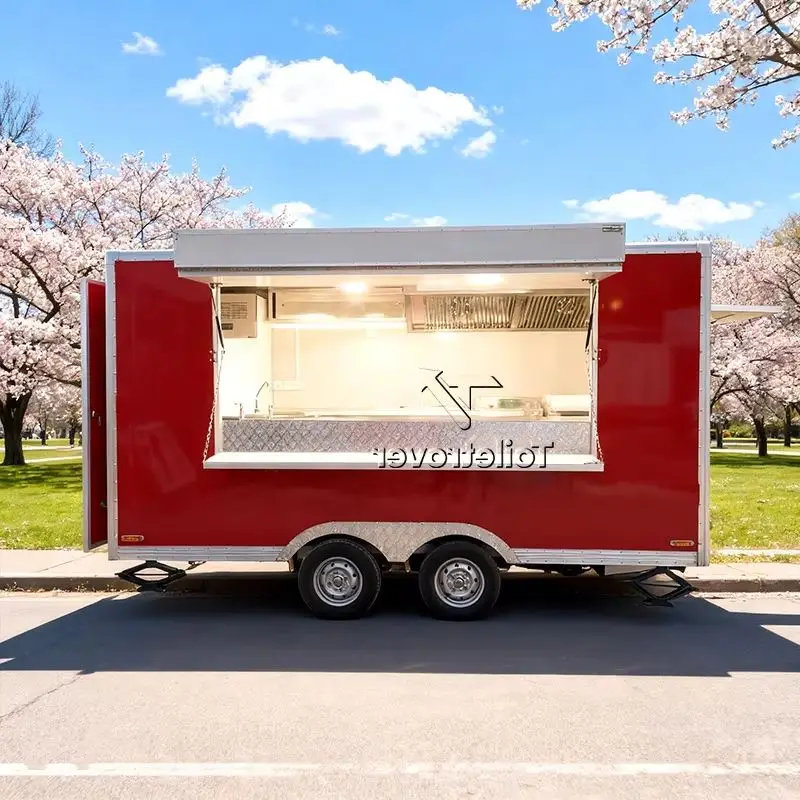 

Коммерческий фудтрак с LED-подсветкой, мобильный прицеп для еды, прицеп-фургон для быстрого питания, для барбекю и кейтеринга