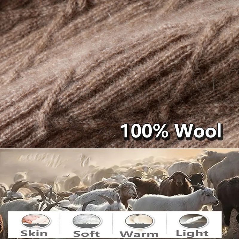 100% Wool Knitted Turtleneck Scarf Winter Autumn Warm Soft Ring Scarves Pattern Neck Warmer Fashion Snood Headband Female Fake