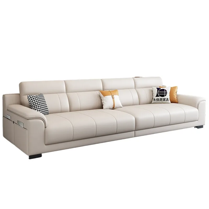 

Light luxury Italian minimalist leather sofa