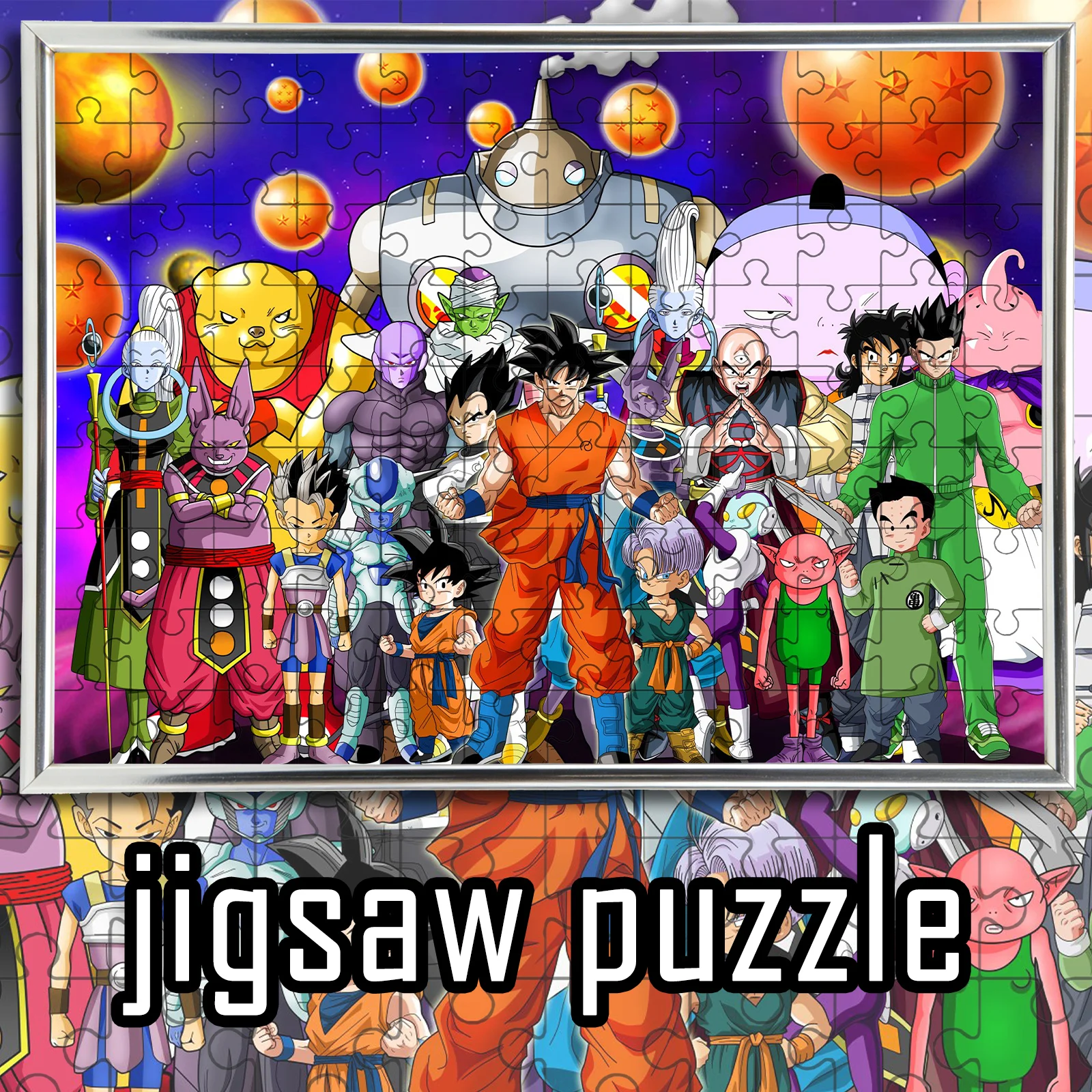 

Деревянный пазл Dragon Ball Super с персонажами из всех миров, 108/200/300/500/1000 деталей, в цветной коробке