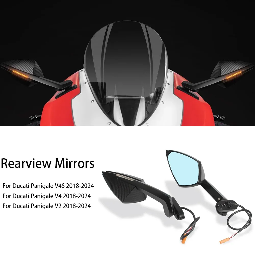 

Для Ducati Panigale V4S V4 Panigale V2 2018-2024 зеркало для мотоцикла светодиодные указатели поворота складные зеркала заднего вида