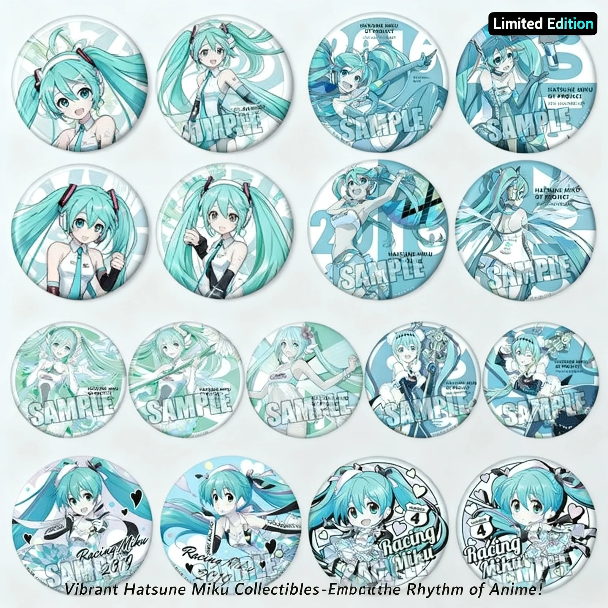 

Значок-зеркальце Miku Racing, памятный к 10-летию, 2016-2019, F2, с персонажем Хацунэ Мику, аниме-мерч, коллекционный предмет
