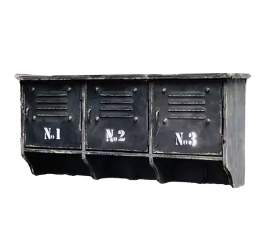 French Country Wood Metal Vintage Black Storage Cabinet Wall Cupboard