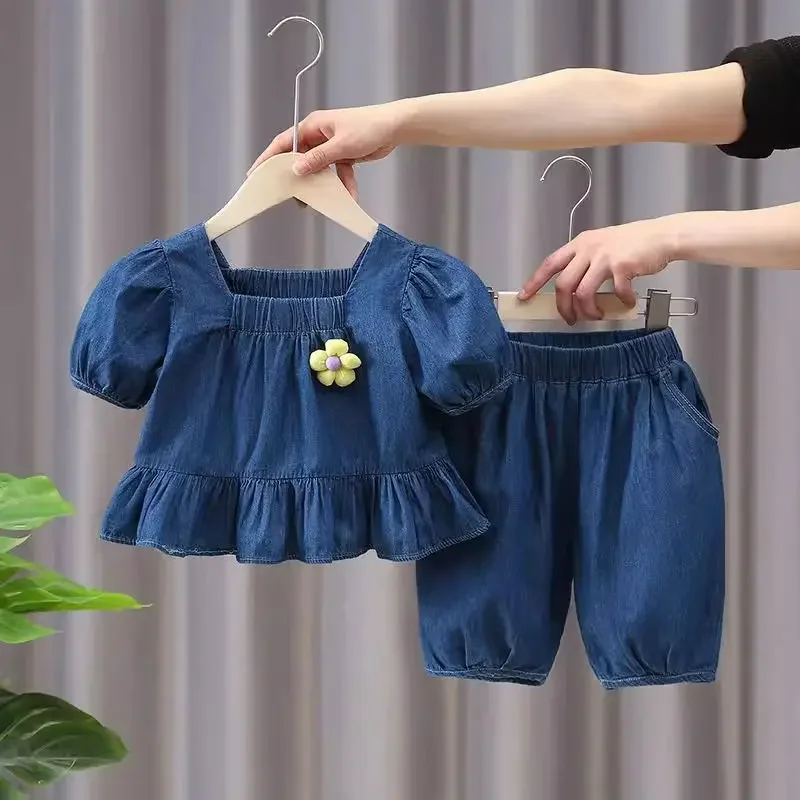 

Little Girl Summer Thin Casual Set 2025 New Baby Girl Two Piece Set Fashionable