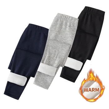 Kids' Fleece-Lined Leggings | Warm Winter Pants for Sports and Casual Wear 3 3/1 Piece Autumn And Winter Children Solid Color Thick Warm Leggings For Boys And Girls Sports And Casual With Fleece Long Pants 3