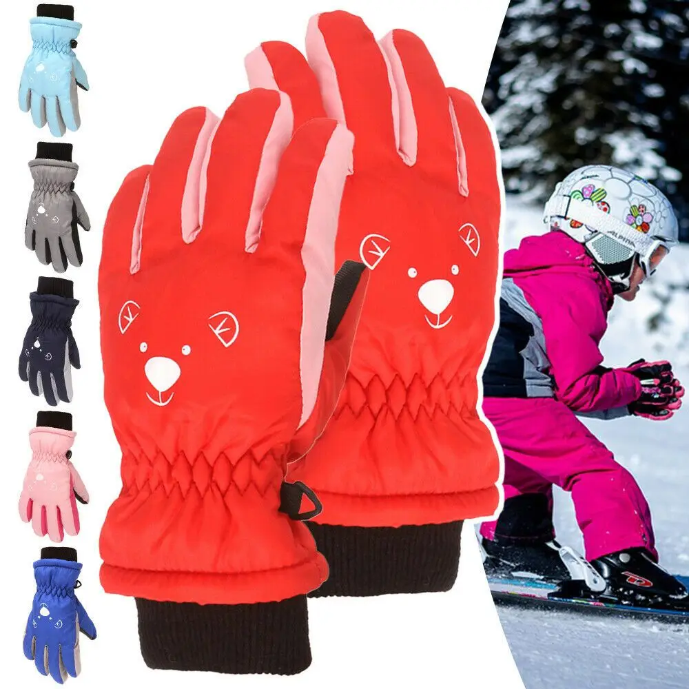 

2-6 Years Old Winter Print Cartoon Waterproof Non-slip Long-sleeved Mittens Thick Warm Windproof Children Ski Gloves