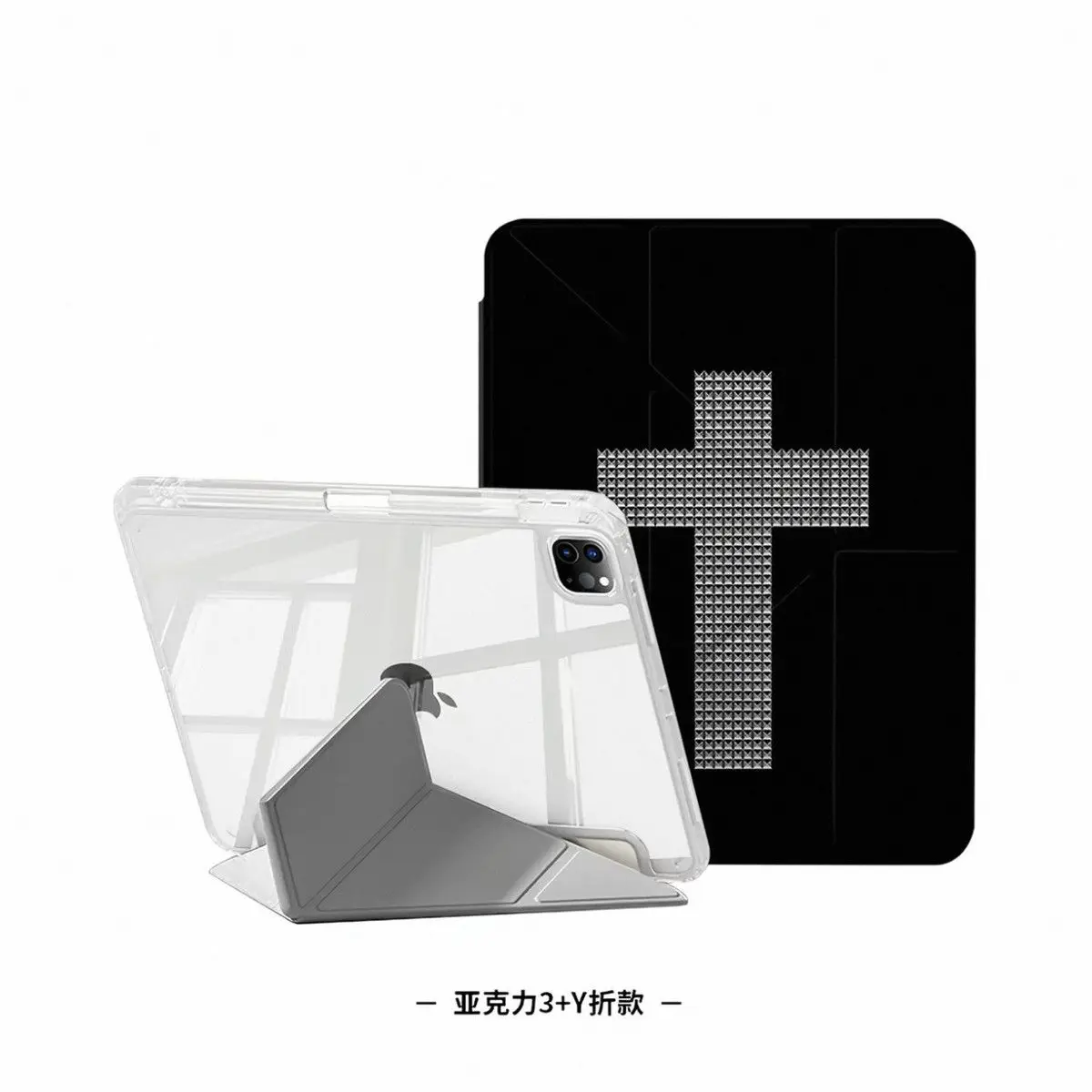 New Original Minimalism Cross Print Creative For IPad Case For IPad 10 9 8 7 Air 5 4 3 2 2025 Pro11 Mini Tri Fold Protect Cover