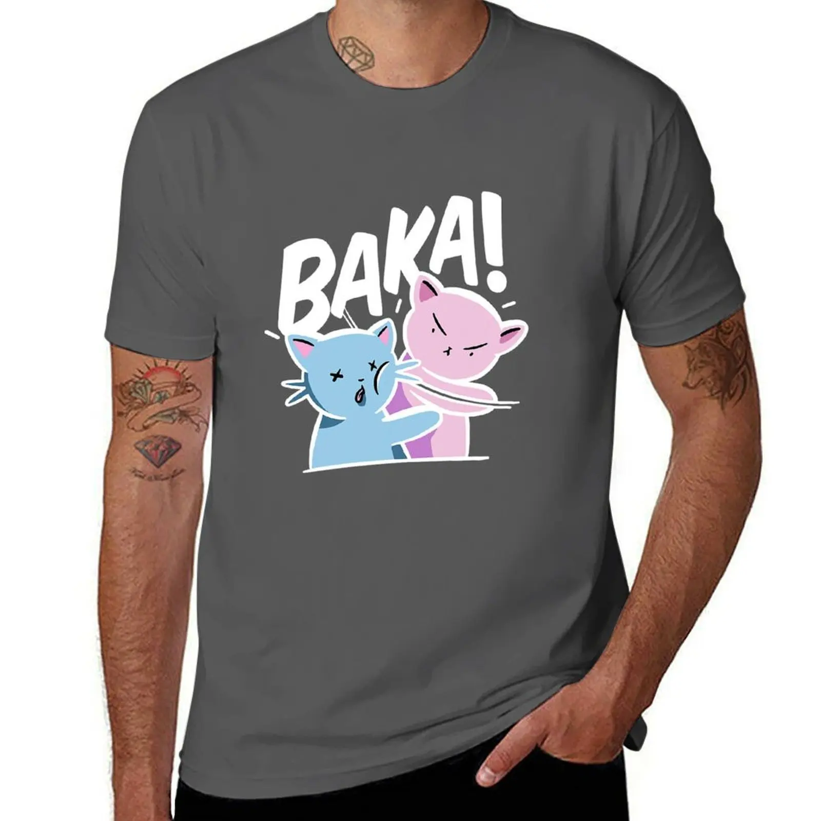 Baka Anime Cat Slap Baka Japanese Cat T-Shirt Moisture Wicking Athletic T-Shirt