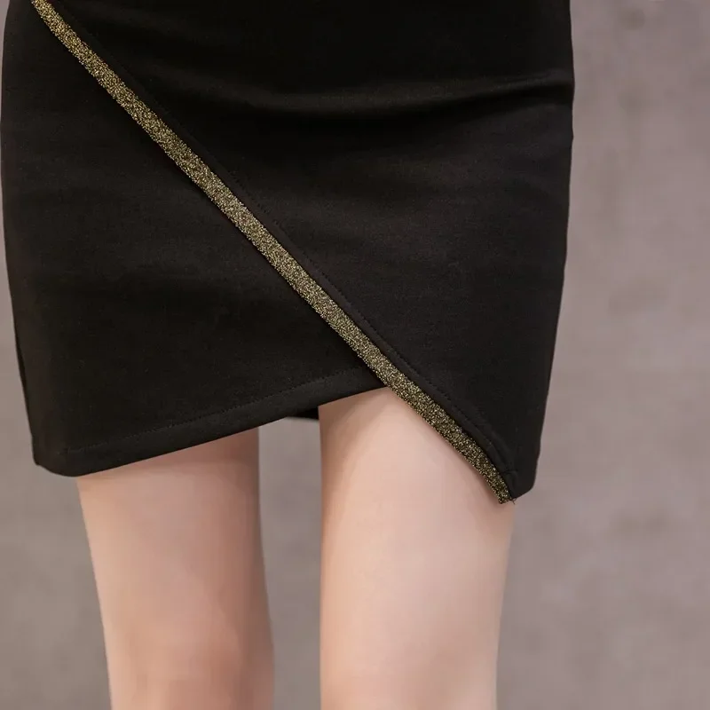 النساء الصيف التنانير السوداء 2025 موضة عالية الخصر قصيرة مايكرو تنورة صغيرة الملابس الكورية مكتب Bodycon مثير تنّورة مجسّمة Xxl