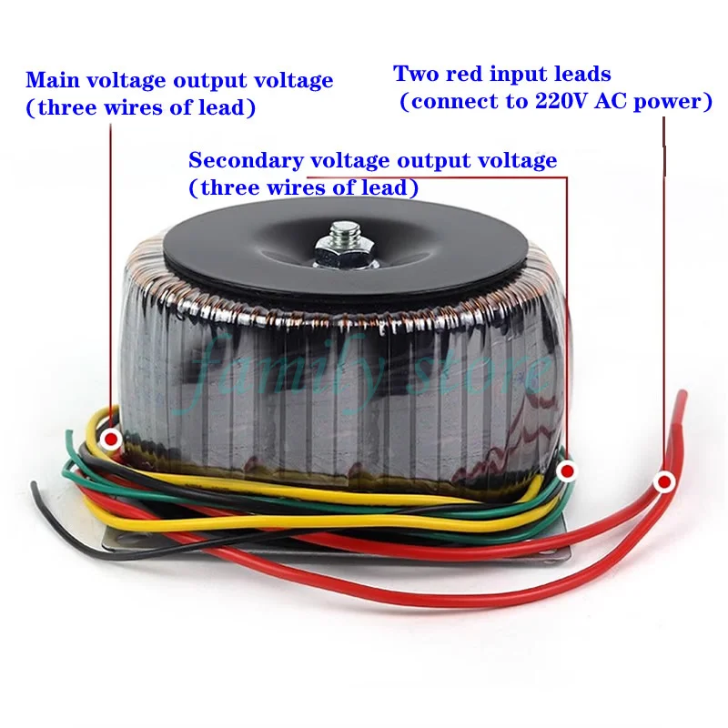 Toroidalny transformator mocy do wzmacniacza mocy 300W, wyjście podwójne 12V, podwójne 15V, podwójne 18V, podwójne 24V, podwójne 36V, podwójne 38V