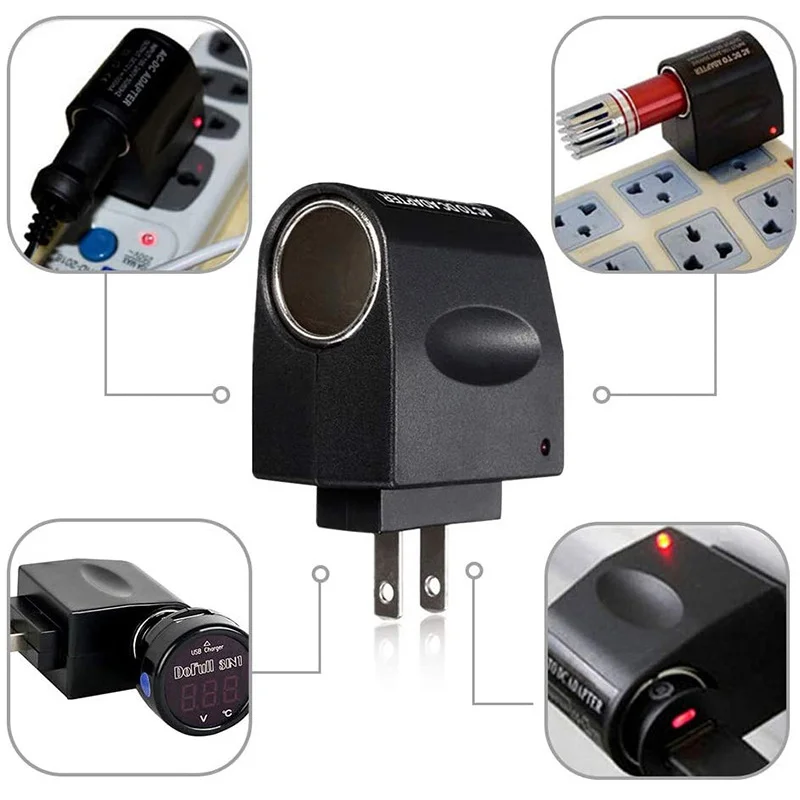 

Новый адаптер переменного тока с автомобильной розеткой, автоматическое зарядное устройство, вилка европейского стандарта, 220 В переменного тока на 12 В постоянного тока для автомобильных электронных устройств, автоаксессуары для домашнего использования