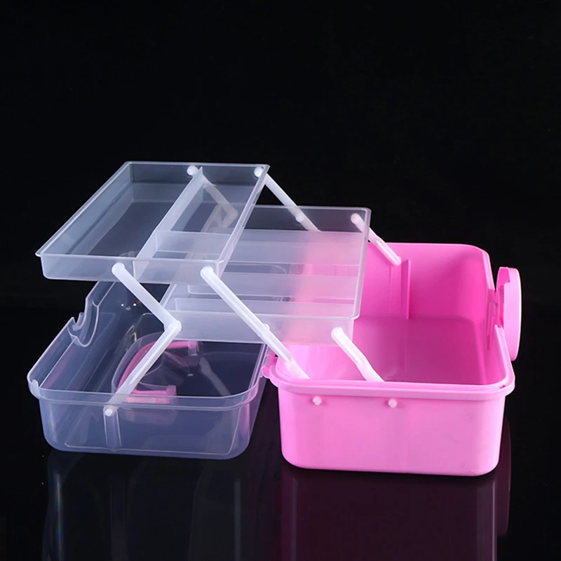 1PC Kinder Haar Zubehör Lagerung Box Mit Drei Schichten Und Faltbare hand Zubehör Desktop Lagerung Box Nail art Box