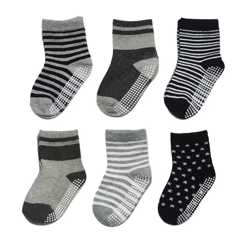 6 أزواج من جوارب الأطفال مخططة بنمط نجمة غير قابلة للانزلاق لجوارب الأطفال الصغار #2