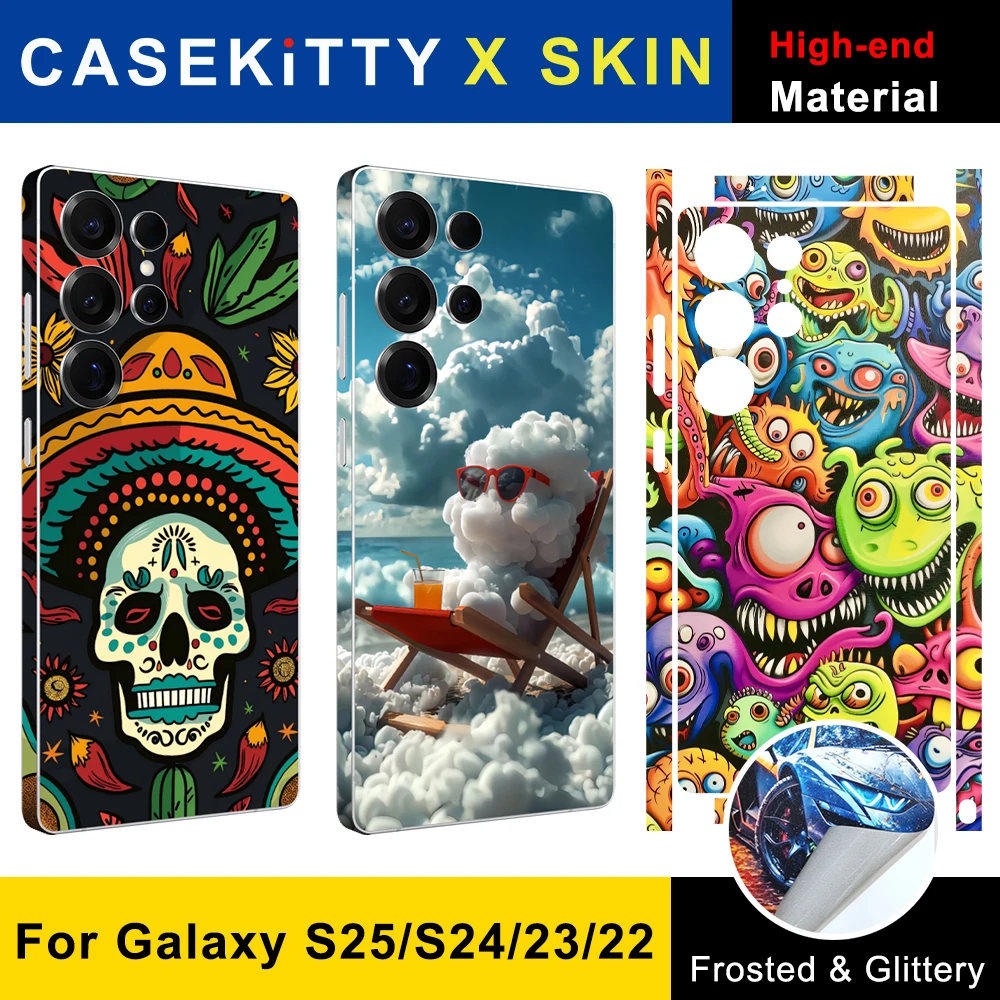 CASEKiTTY الجلد لهاتف جالاكسي S25 الترا الخلفي فيلم سامسونج S24 الترا ملصق S23 S22 زائد واقية ملصق التفاف حامي لا حافظة