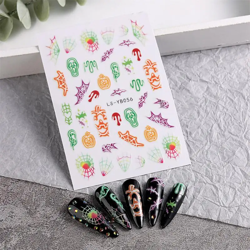 Dia das Bruxas Luminous Nail Art Sticker, Adesivo Voltar, Abóbora Lanterna, Chama Fantasma, Ins, Novo, 30 pcs, 20 pcs, 10 pcs, 5 pcs, 1pc