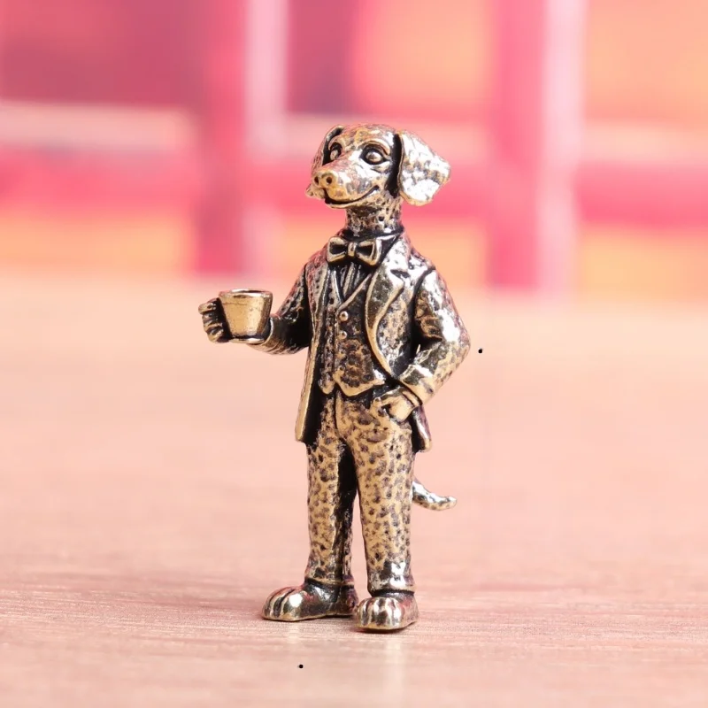 1PC Pure Brass Suit Gentleman Dog Desktop Decorative Item, Suitable For Study, Entrance Hall, Office And Hotel Decoration - view 3