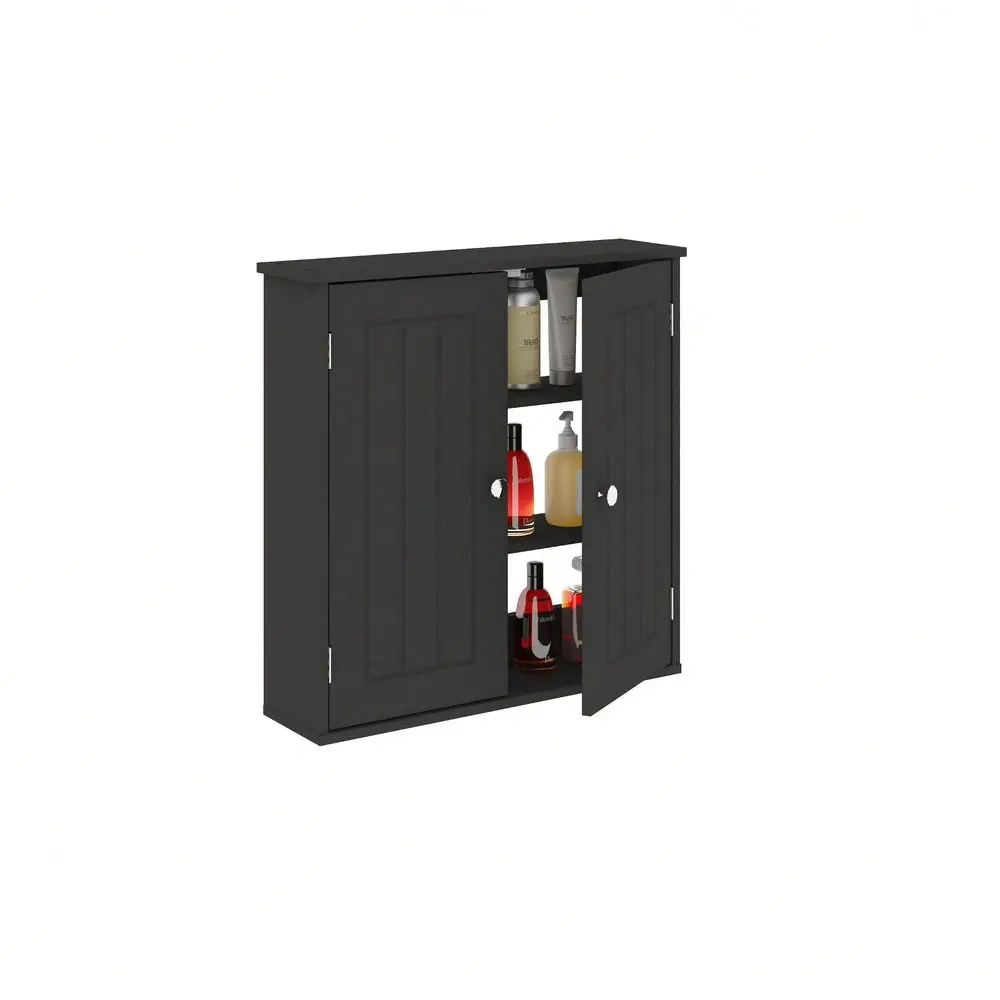 

Floor Storage Cabinet, Bathroom Storage Unit With 2 Adjustable Shelves, Bathroom Cabinet Freestanding,Open Compartment, WallMoun