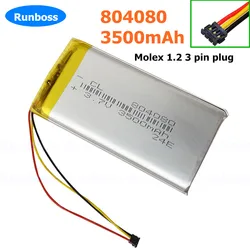 804080 Molex 1.2 3pin  3.7V Lithium-ion Polymer Battery 3500mAh For Navigation mobile device vehicle traveling data recorder LED