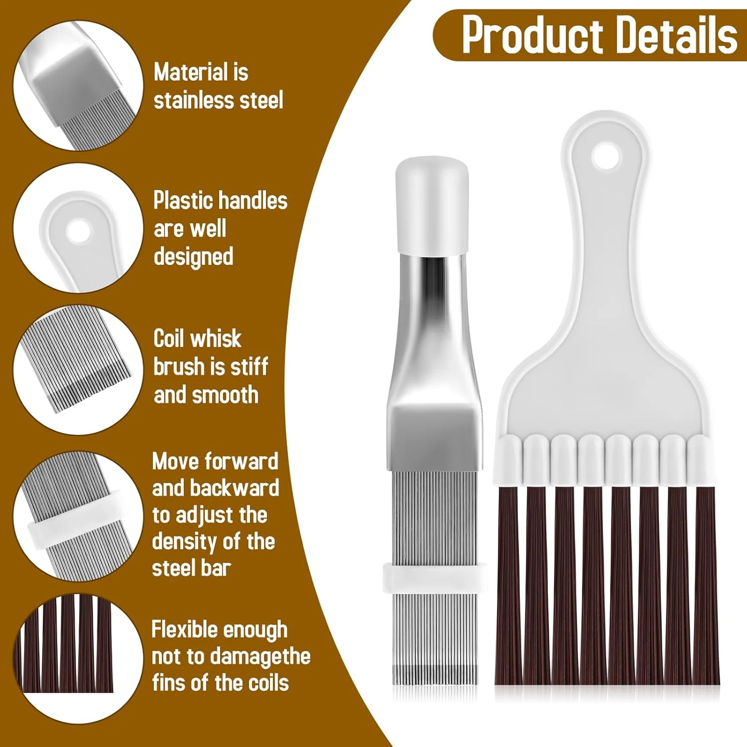 

3pcs Air Conditioner Condenser Fin Comb Cleaner Kit AC Coil Cleaning Brush Stainless Steel Condenser Fin Comb Straightener Ac Ev