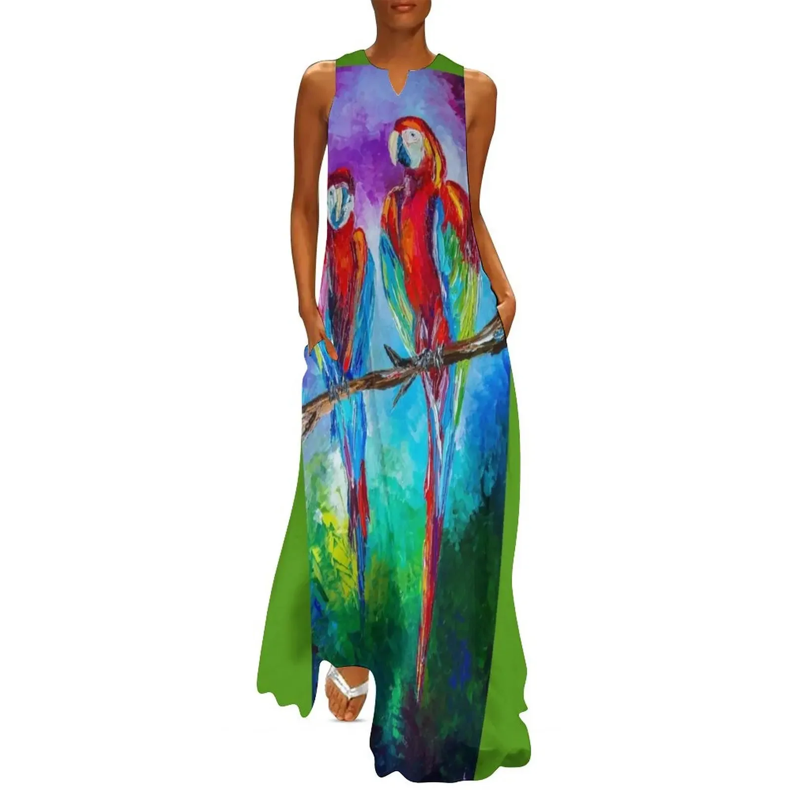 

Parrots Long Dress dress korean style Casual dresses Dress