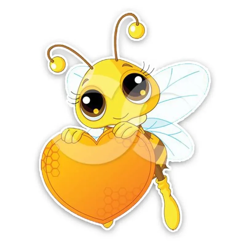 

The Honeybee Holds The Heart Shaped Honey Decal PVC Originality Personality Car Sticker 14.2CM*16.1CM