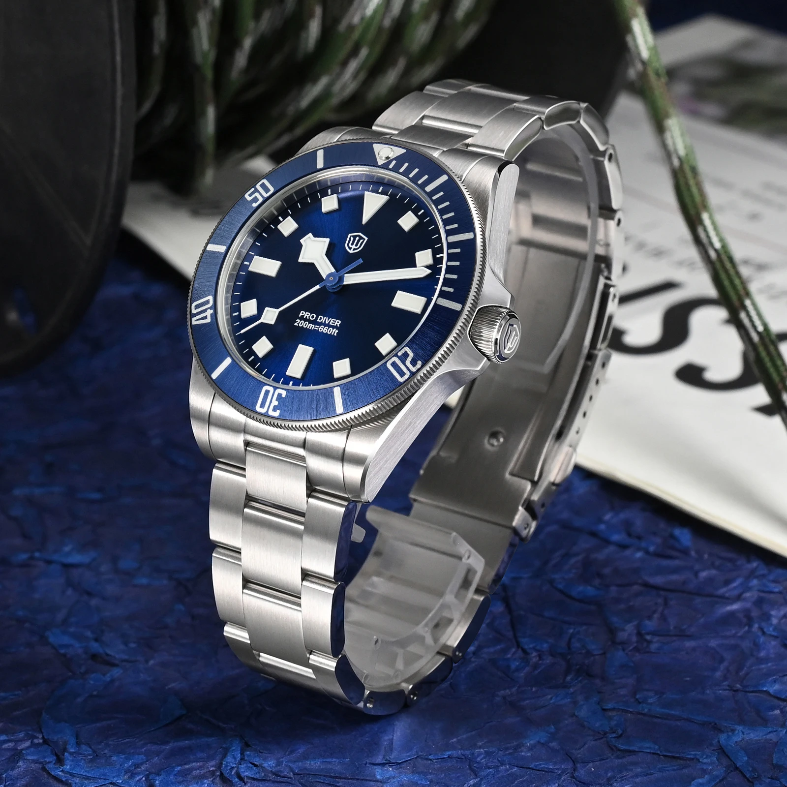 Watchdives WD1969B サンテクスチャードファッションクォーツ腕時計 VH31 サファイア 200 メートル防水高級時計ステンレススチールブレスレット