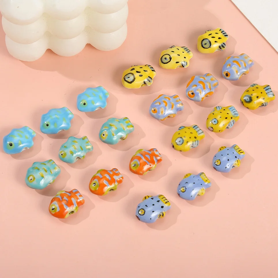 

5pcs Fish Shape Ceramic Beads Painted Creative Spacer Beads for Jewelry Making DIY Bracelet Earrings Handmade Making Accessories