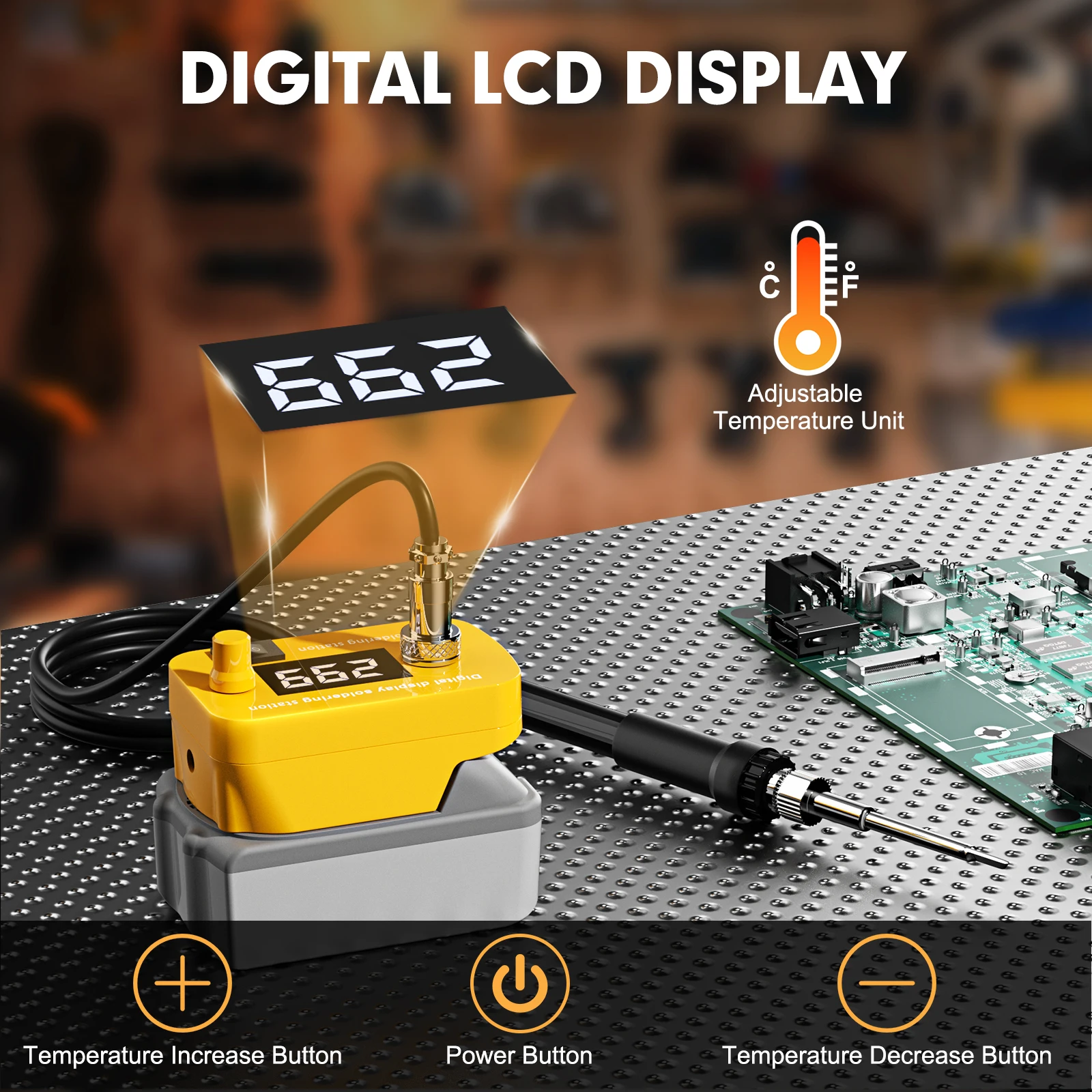 60W Electric Soldering Iron For DEWALT 18V Battery Adjustable Temperature Soldering Station For DIY Circuit Board Repair Tools