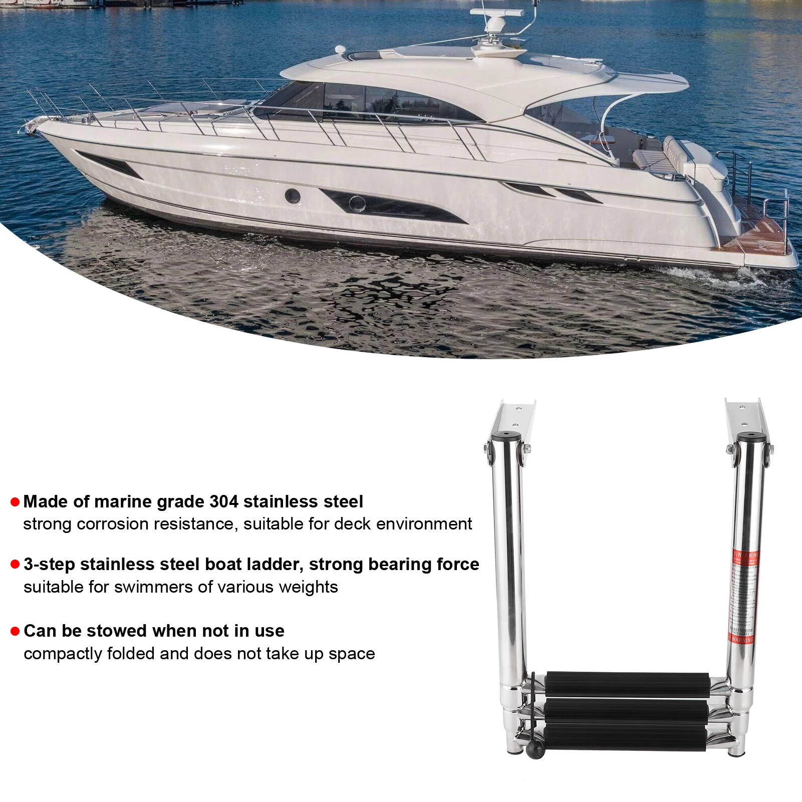 

Фурнитура для лодки 3-ступенчатая лестница для палубы Телескопическая складная лестница для посадки из нержавеющей стали 304 Рампа для лодки Лестница для лодки Лестница для плавания