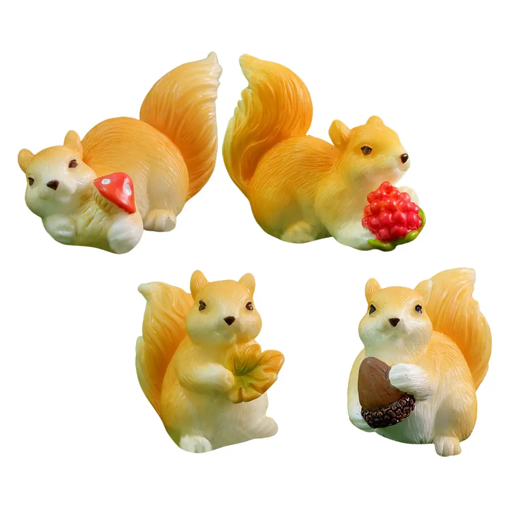 

4pcs Figurines Mini Animal Adornment Craft Statues Micro Landscape Micro Landscape Ornament Decor Garden Ornaments