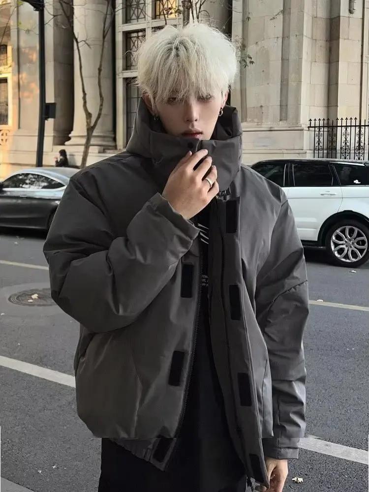 

Американский утепленный хлопковый пуховик для мужчин, свободный крой, зимний тренд, брендовая одежда, с отстегивающимся капюшоном, теплая, в американском стиле...