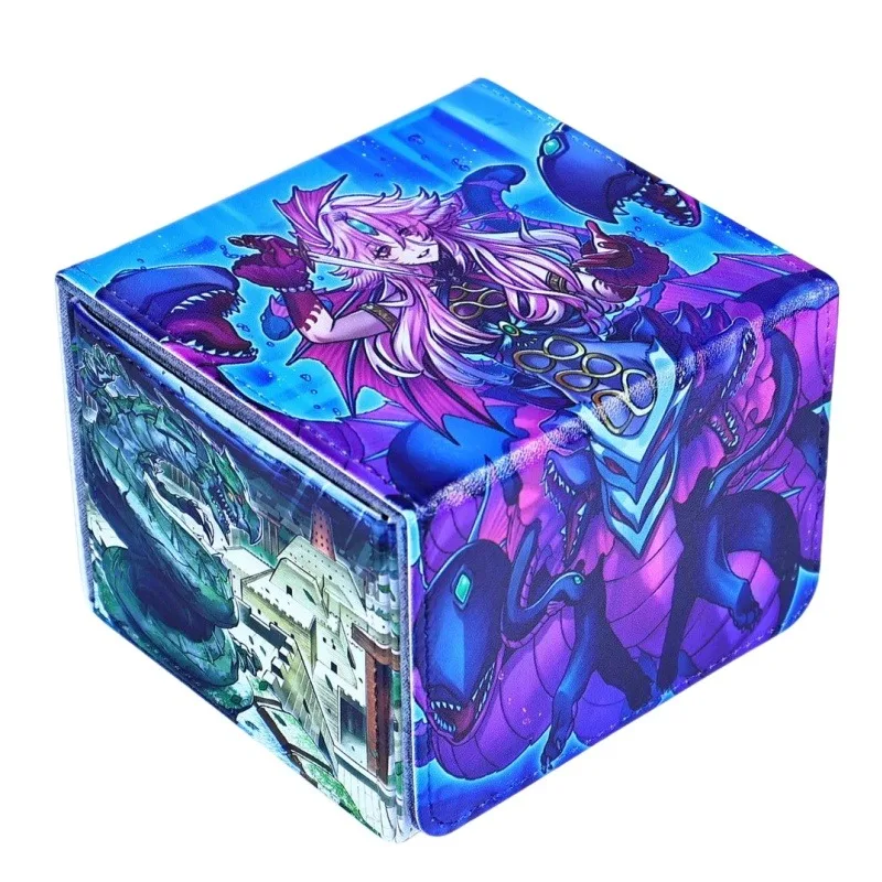 Yu-Gi-Oh! Atlantis Der Drachenstadt DIY Brettspiel-Kartenbox Fiendish Vortex of Atlantis Leder-Magnetische Spielkarten-Aufbewahrungsbox