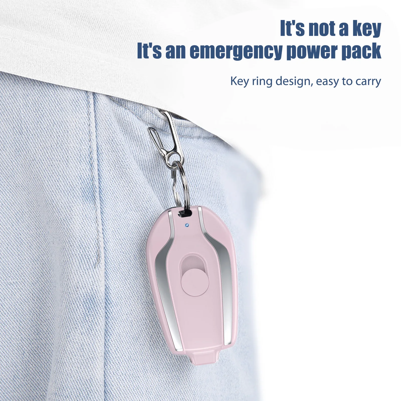 Mini Backup Power Bank Mini Mobile Power Bank 5V 3W Built-in Carabiner Battery Charger for iPhone 12 12 Pro/Max Phone Accessorie