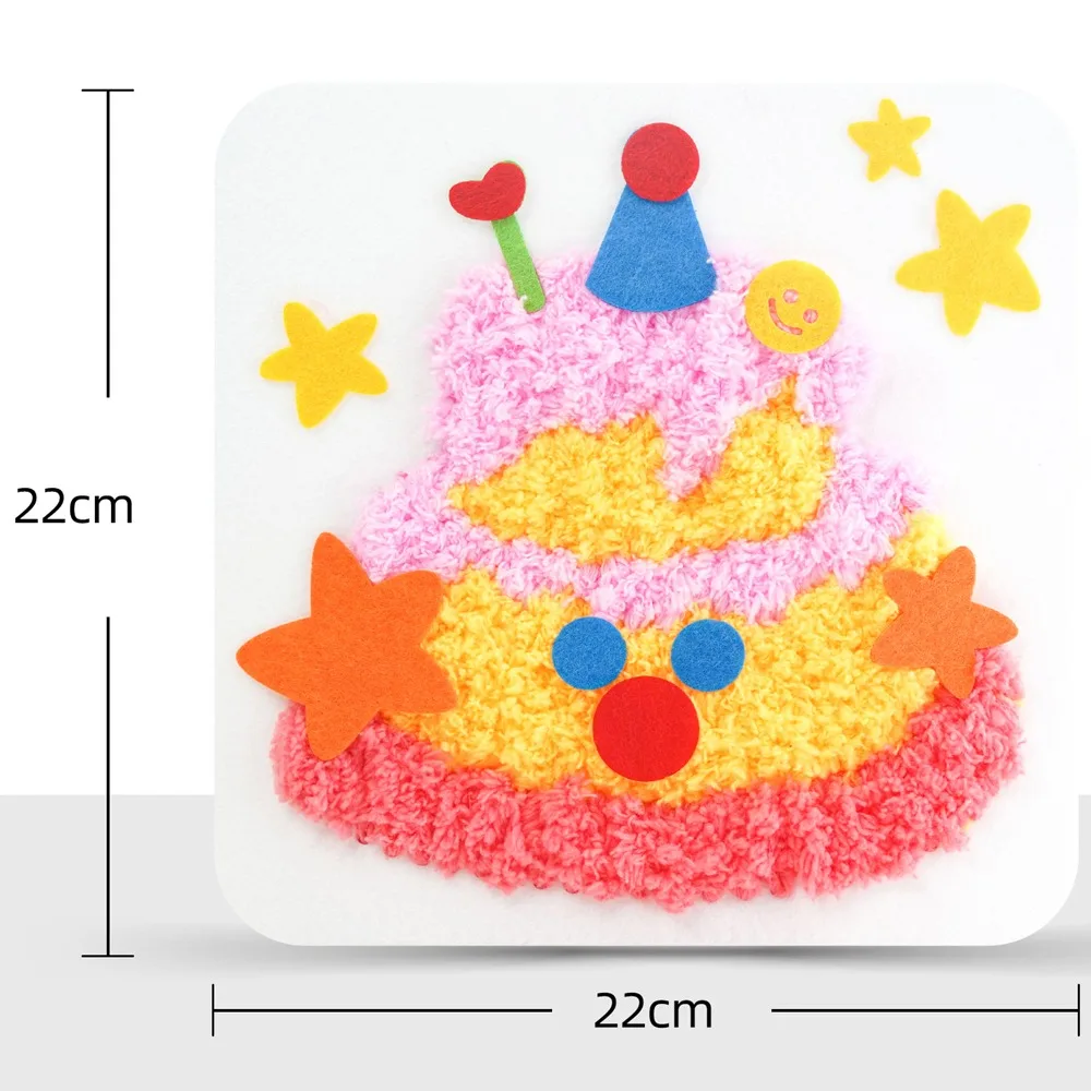 Bolo de aniversário tecelagem materiais artesanal pintura de lã diy dos desenhos animados animal artesanal poke música pintura bordado decoração para casa