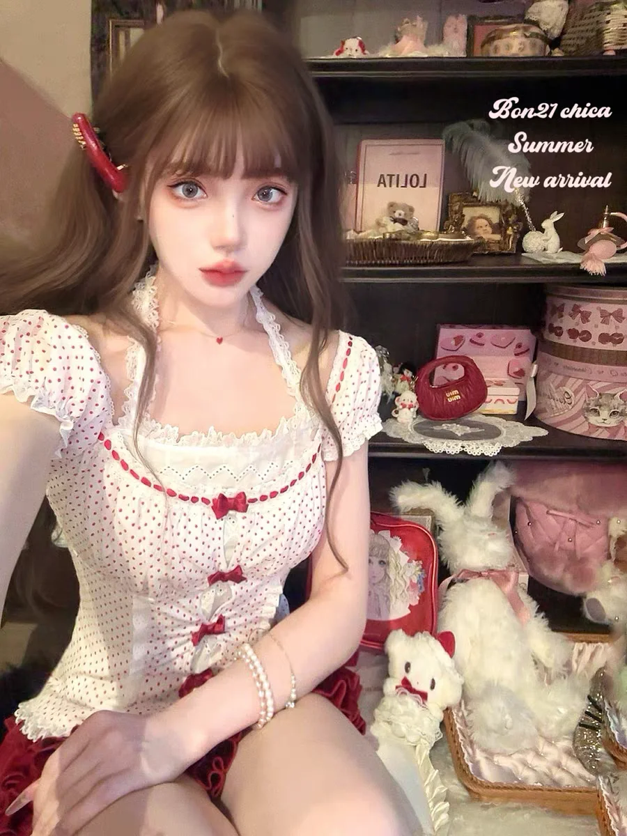 Camicia principessa dolce lolita bobon21 Camicia vintage carina stile francese in pizzo dolce T2405