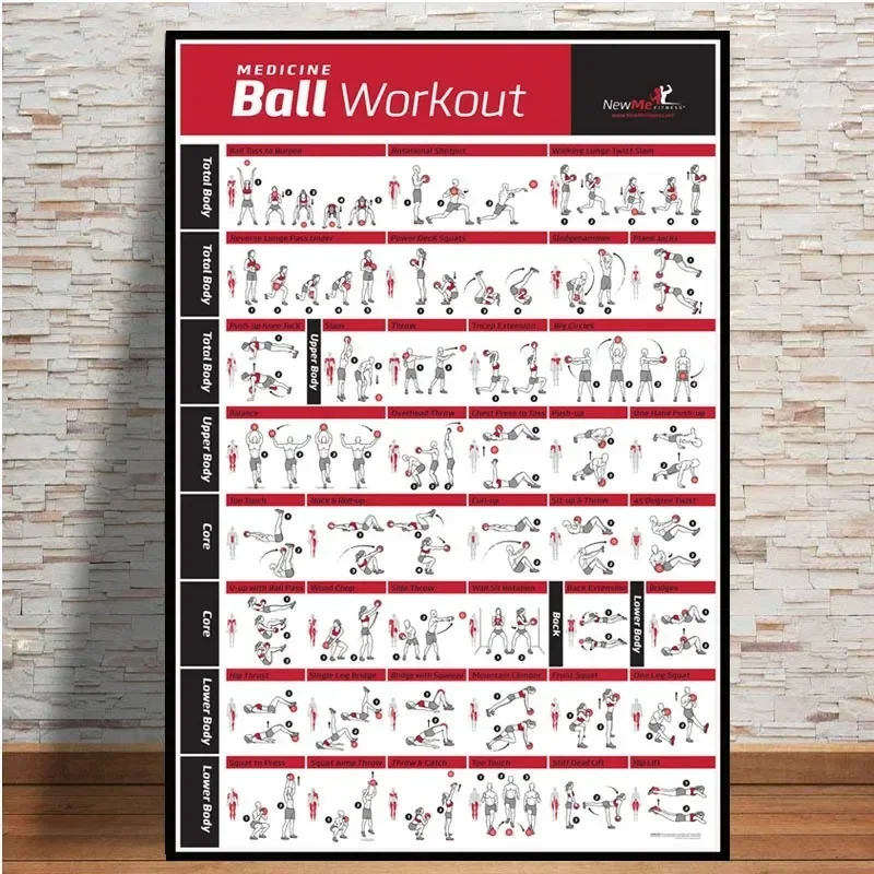 Canvas Schilderij Halter Workout Bodybuilding Oefening Lichaamsgewicht Grafiek Yoga GYM Poster Prints Wall Art Room Home Decor Gift