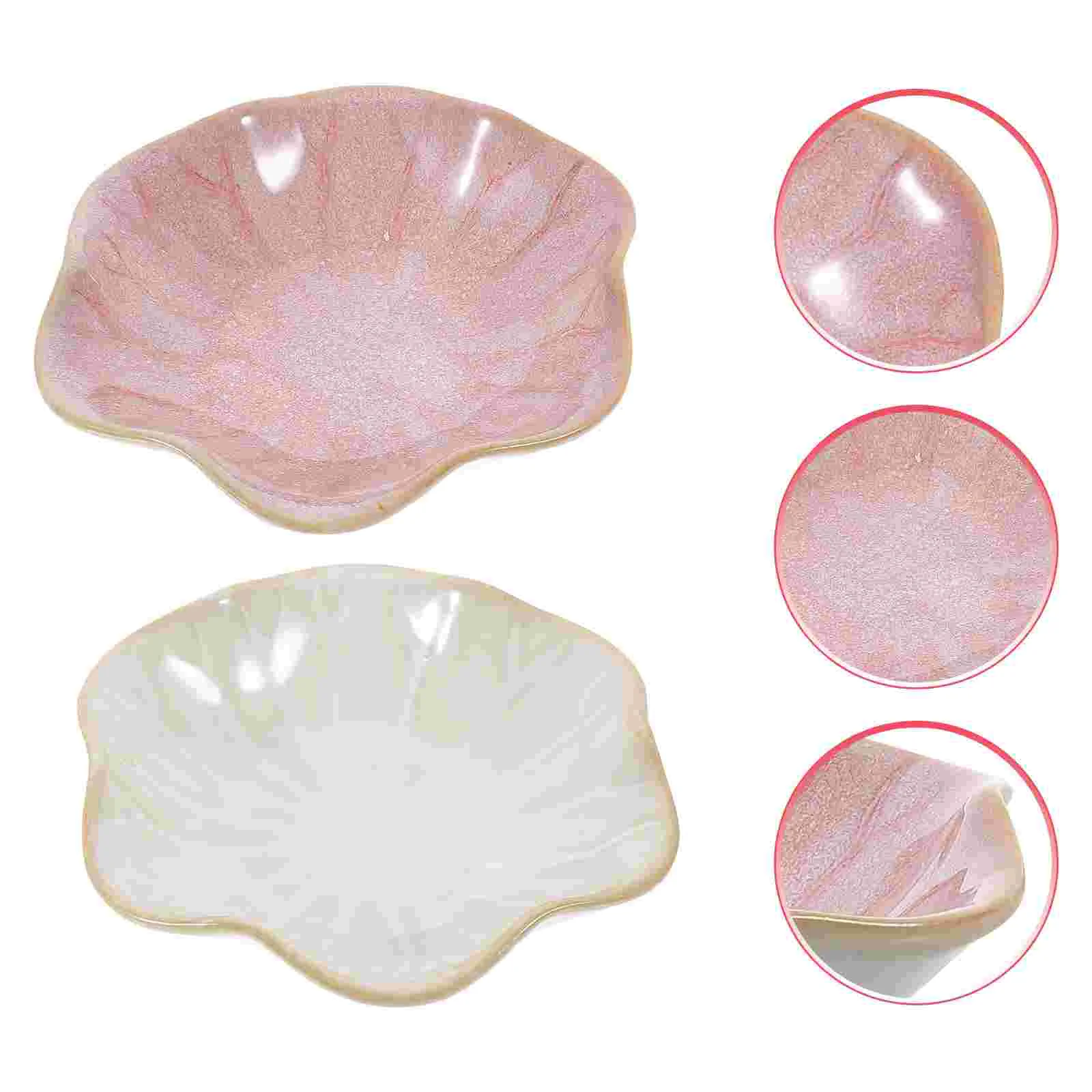 

2 Pcs Jewelry Ring Holder Ceramic Trinket Dish Plate Lotus Decorative Tray Ceramics