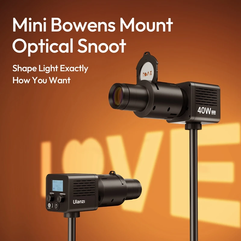Ulanzi LAS007 Mini Bowens Mount Optical Snoot لـ Ulanzi 40W/40W Pro/RGB COB Light L023 L024 سنوت بصري لصور الغلاف الجوي