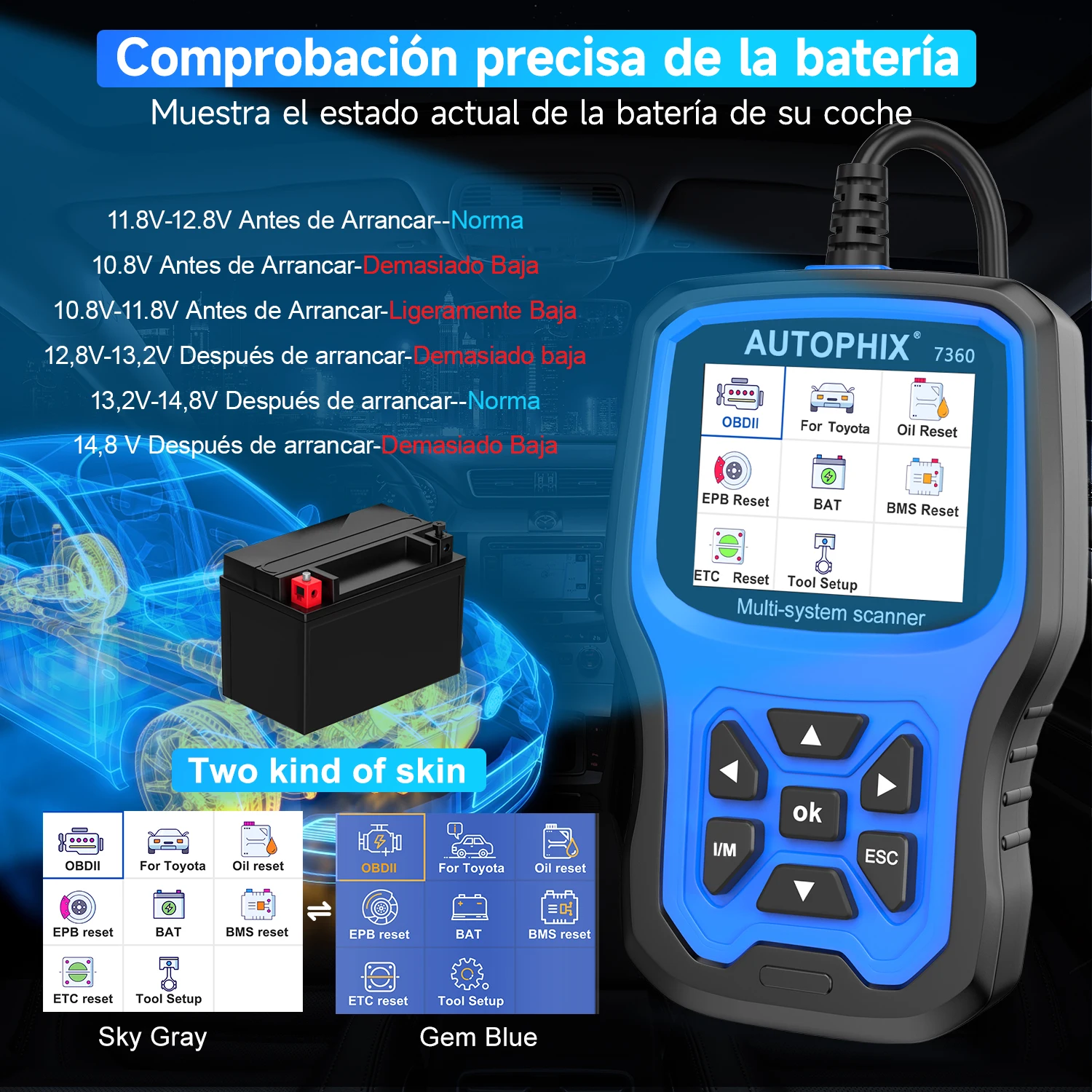 AUTOPHIX 7360 OBD2 Scanner For Toyota All System Automotive Code Reader ABS EPB SRS OIL BAT Reset Car Diagnostic Scanner