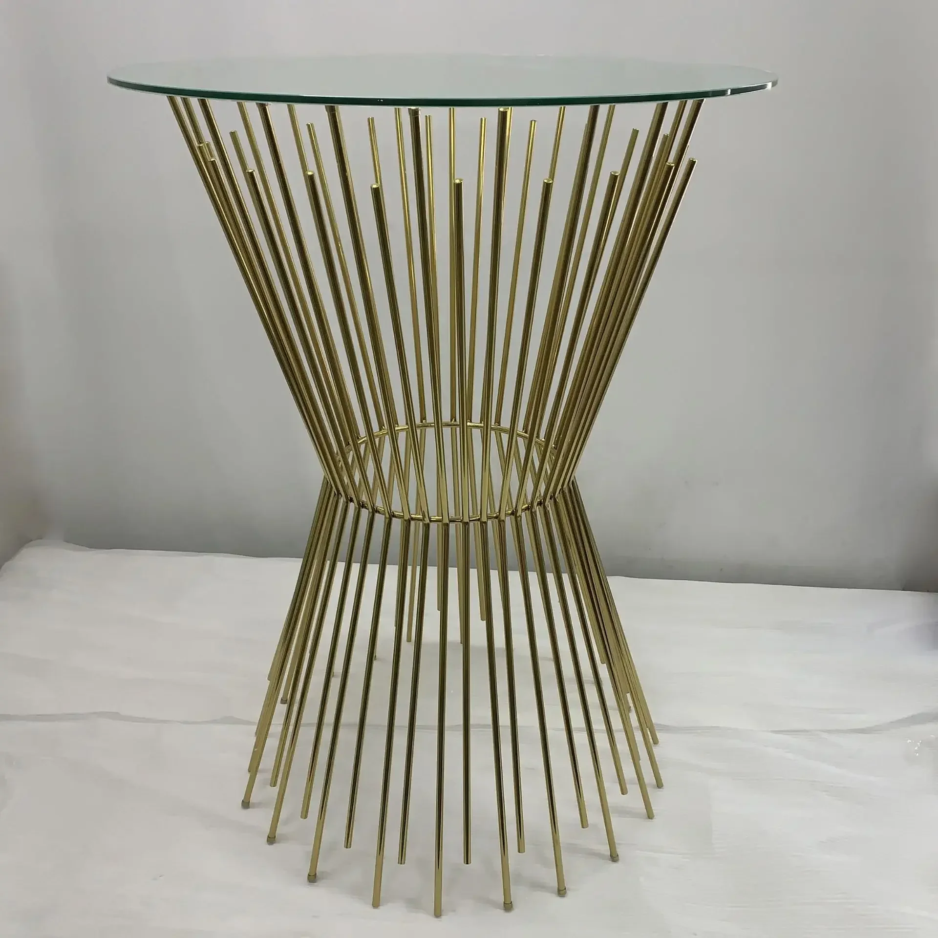 American light luxury stainless steel titanium long and short tube coffee table/hotel/bar villa model light luxury room cocktail