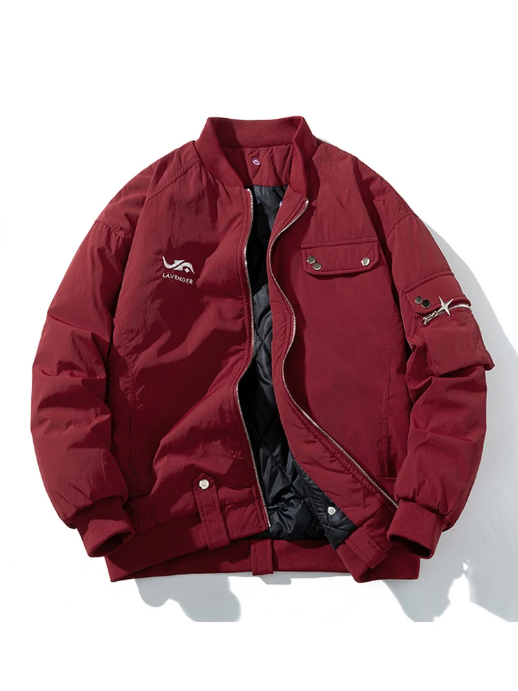 

Мужская зимняя куртка-бомбер из хлопка Thiened, свободного кроя, повседневная, универсальная, для пар, из полиэфирного волокна