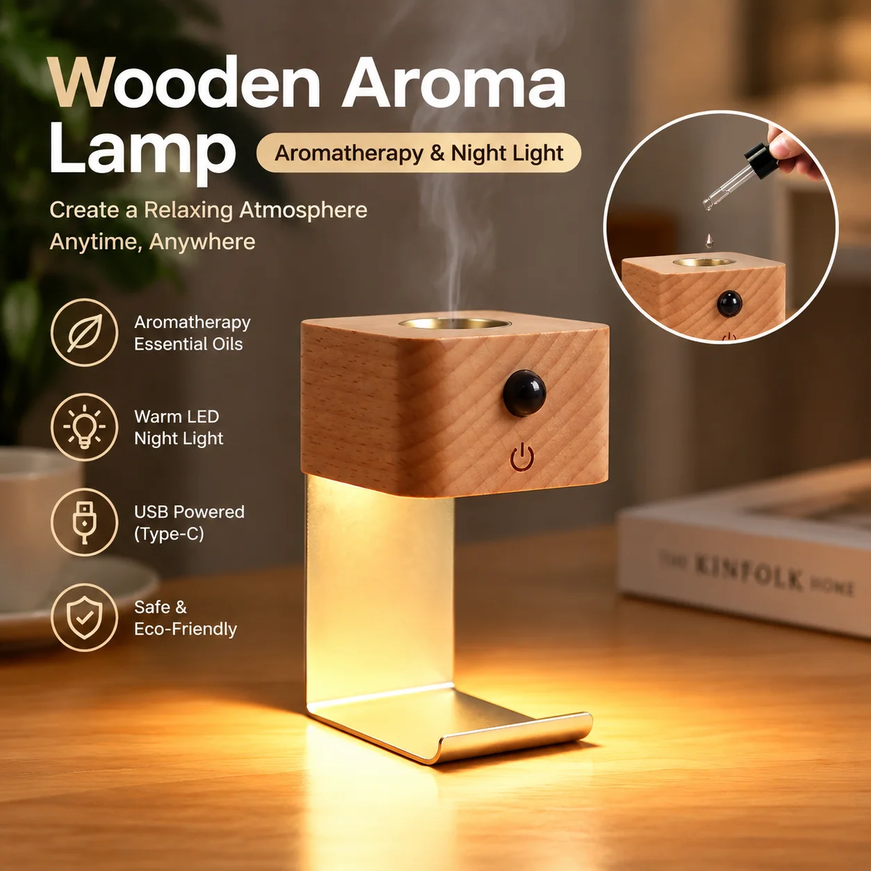 New Arrival Mini USB Aromatherapy Lamp, Warm LED Atmosphere Night Light for Home, Perfect Gift Idea(Aromatherapy Not Included)