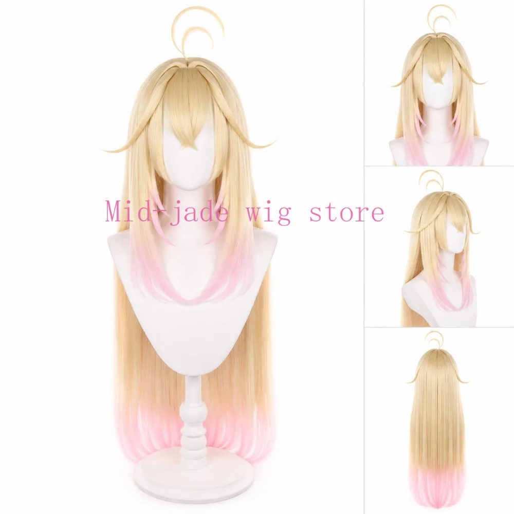 All Stars F Mori Aruruka Cosplay Wig Gold Pink Gradient Part Scalp Top for Spring Festival