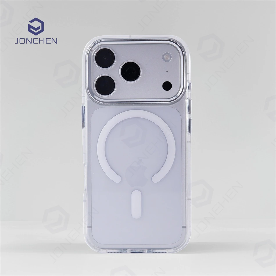 

For Magsafe Acrylic Clear Hybrid TPU Frame Armor Case For iPhone 12 13 14 15 16 17 Pro Max Alloy Lens Magnetic Transparent Cover