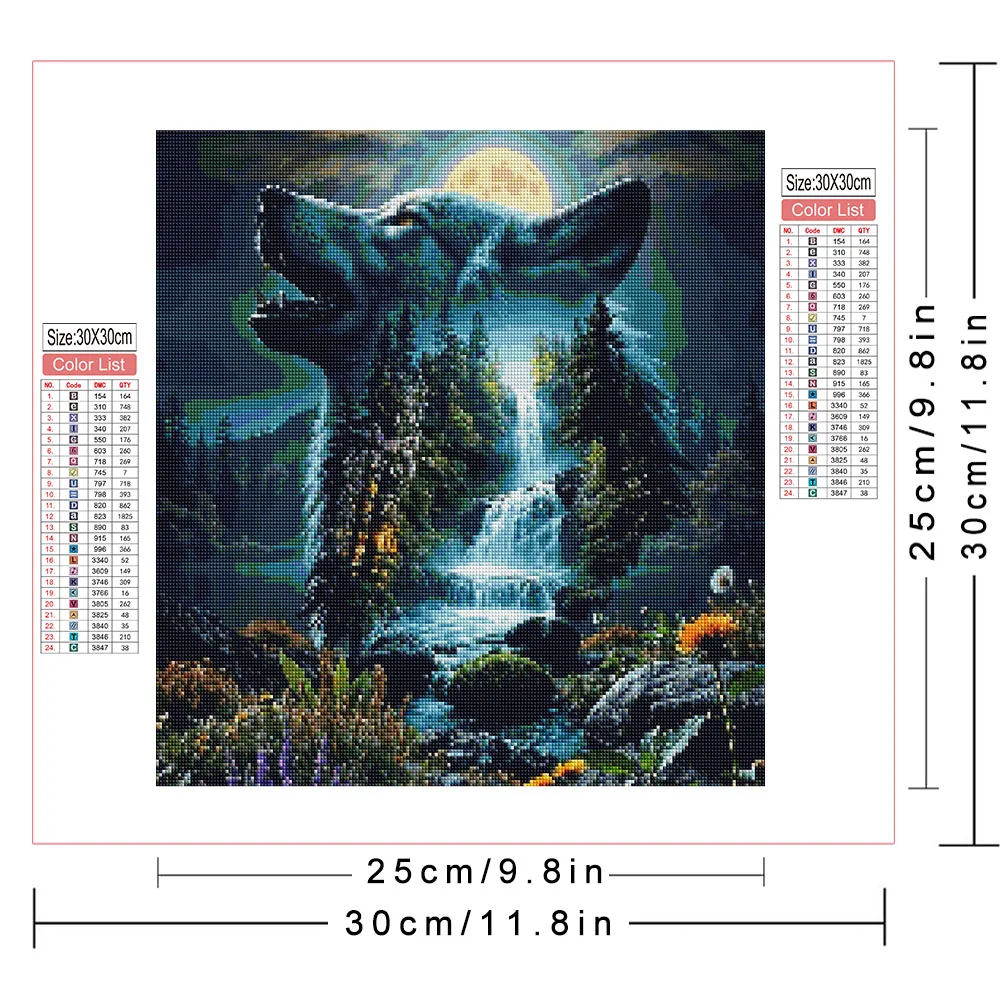 AZQSD Diamond Mosaic Kits Waterfall Landscape  Home Decor Diamond Painting Wolf Animal Forest Home Decor Pictures Rhinestones