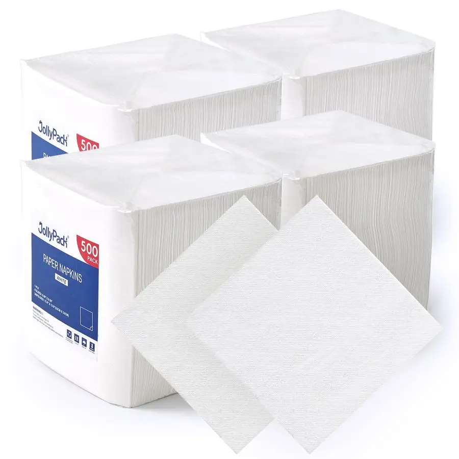 

2000 Count White Paper Napkins 1Ply 6.5 x 6.5 Folded Bulk Disposable Beverage Cocktail Napkins, Dinner Paper for Restaurants, Ba