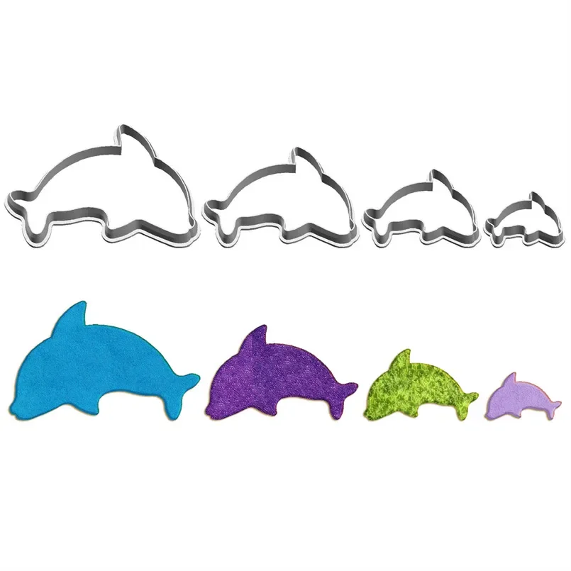 Four Specifications Cartoon Marine Mammal,Little Dolphin,Plastic Molds,Cake Fondant Tools,Cookie Sushi and Fruits Cutters