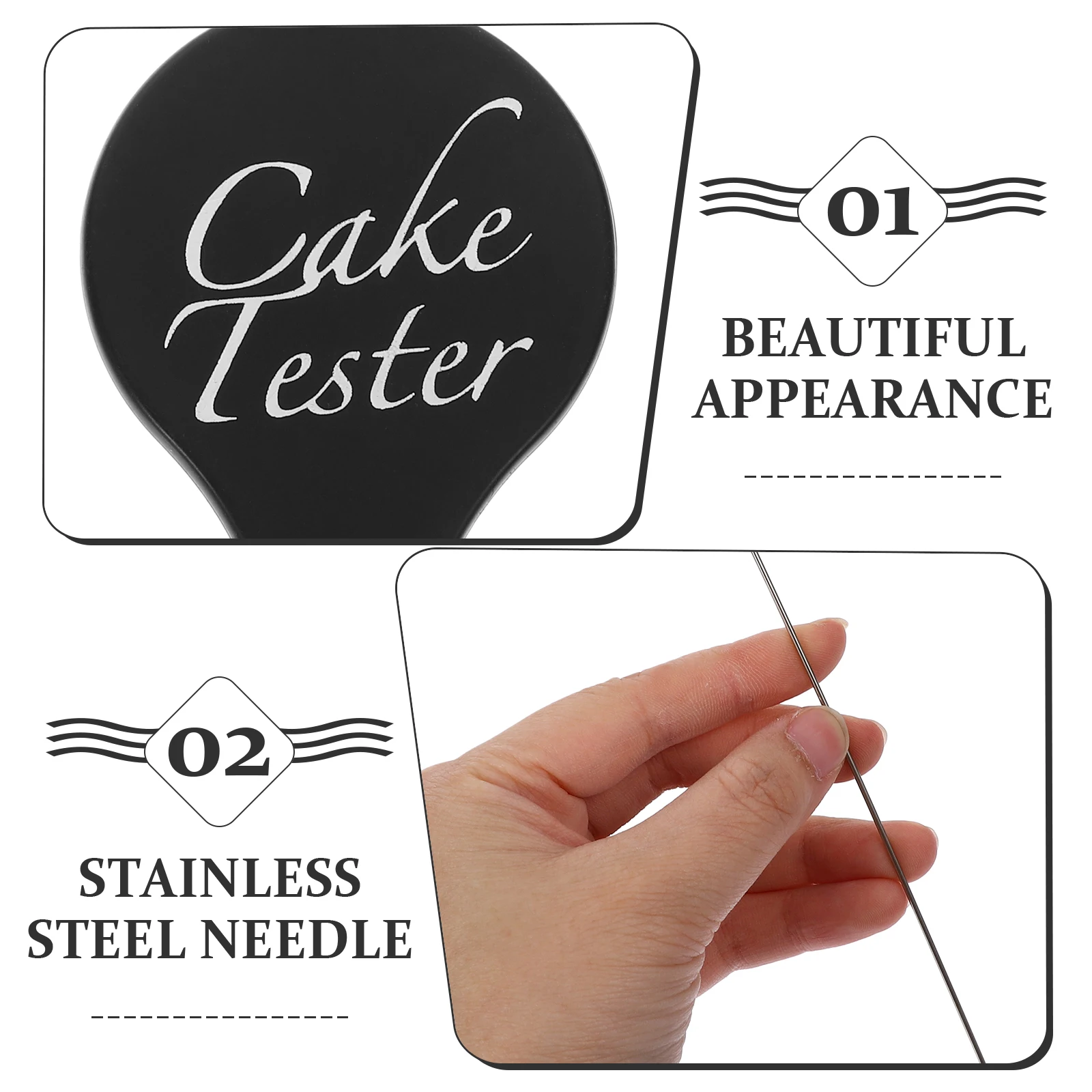 

Stainless Steel Baking Reusable Metal Probe Doneness Bread Testing Stick Cake Testing Tool Anti-Slip Grip Kitchen Bakery